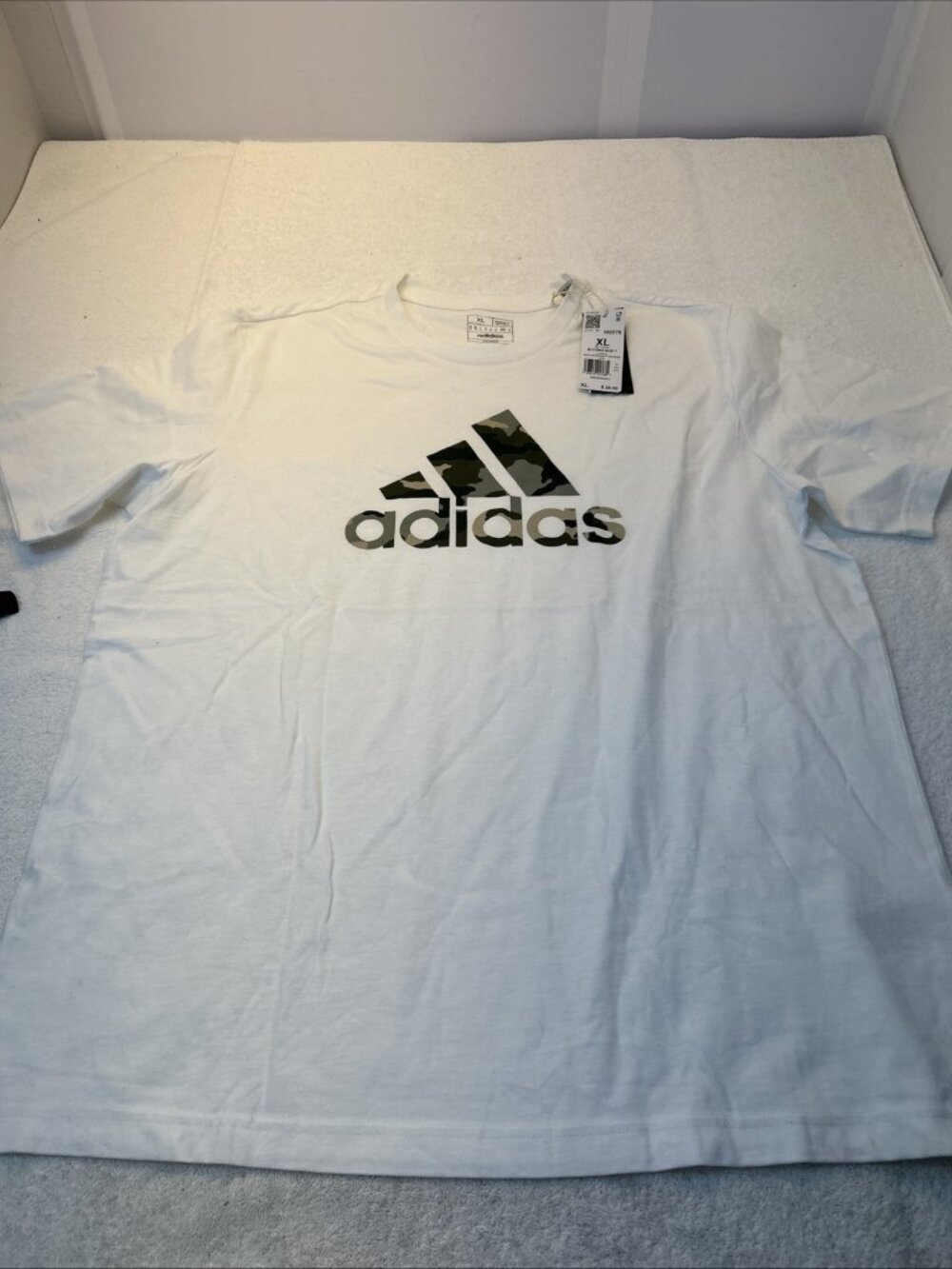 Adidas Tee Shirt White w/ Camo Letters Short Sleeve New Mens SZ XL